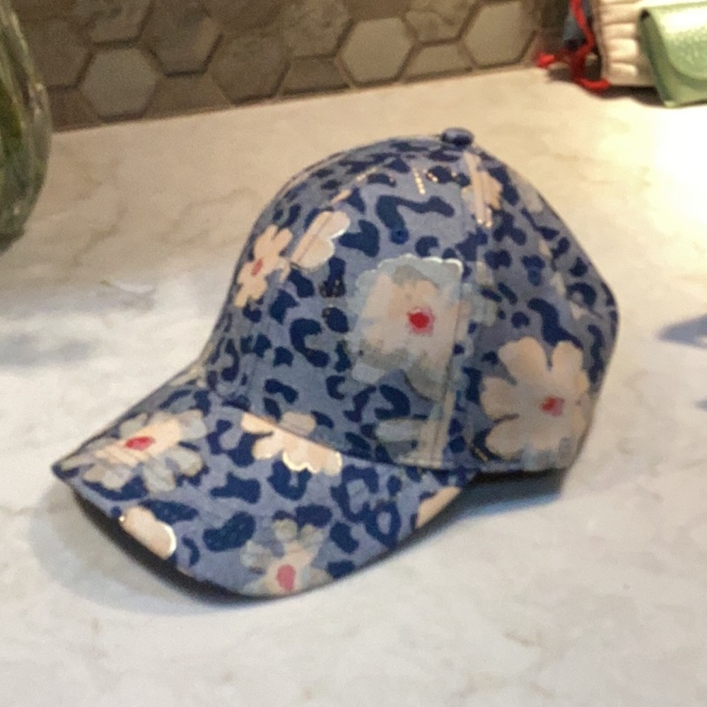 Floral Blue Cap with flower pattern